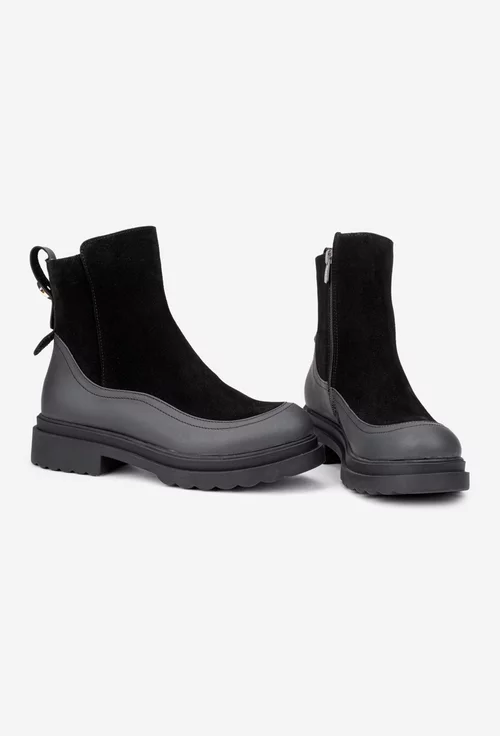 Ghete dama negre din piele cu fermoar