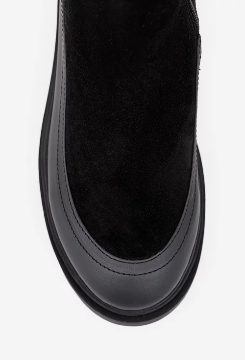 Ghete dama negre din piele cu fermoar