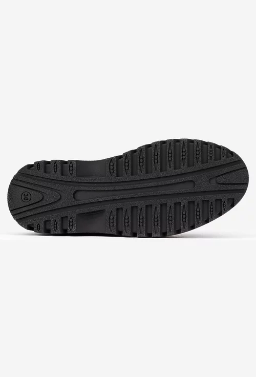 Ghete dama negre din piele cu imprimeu