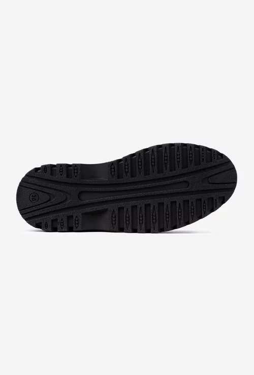 Ghete dama negre din piele cu siret elastic