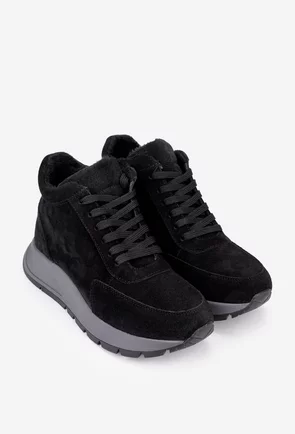 Ghete dama negre din piele intoarsa