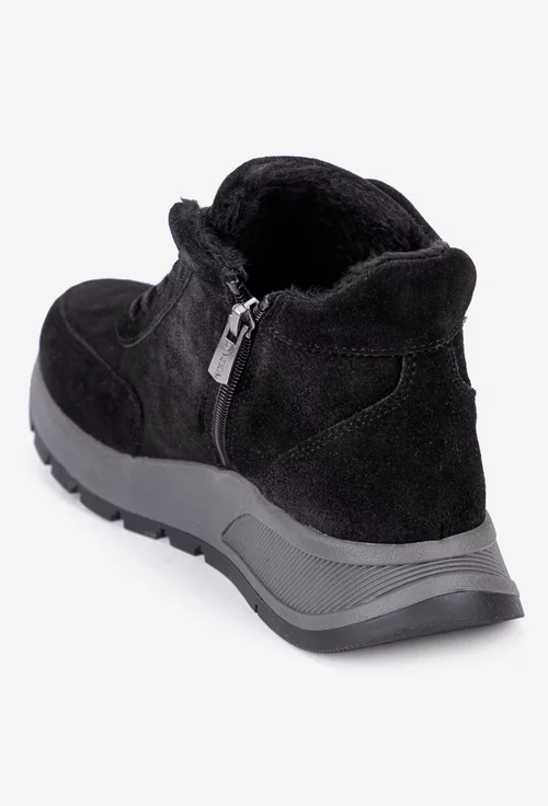 Ghete dama negre din piele intoarsa