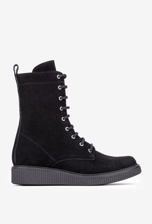Ghete dama negre din piele intoarsa