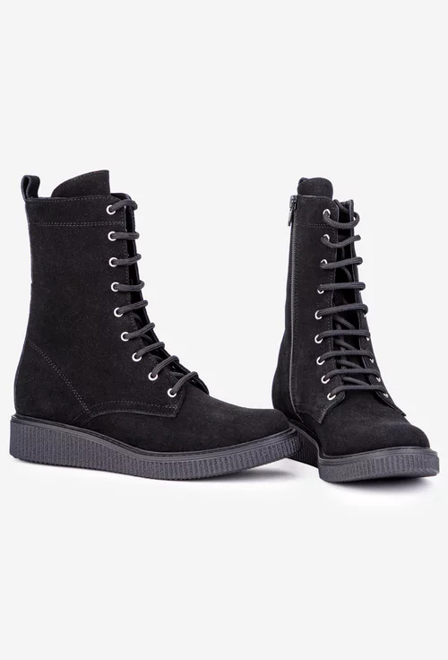 Ghete dama negre din piele intoarsa
