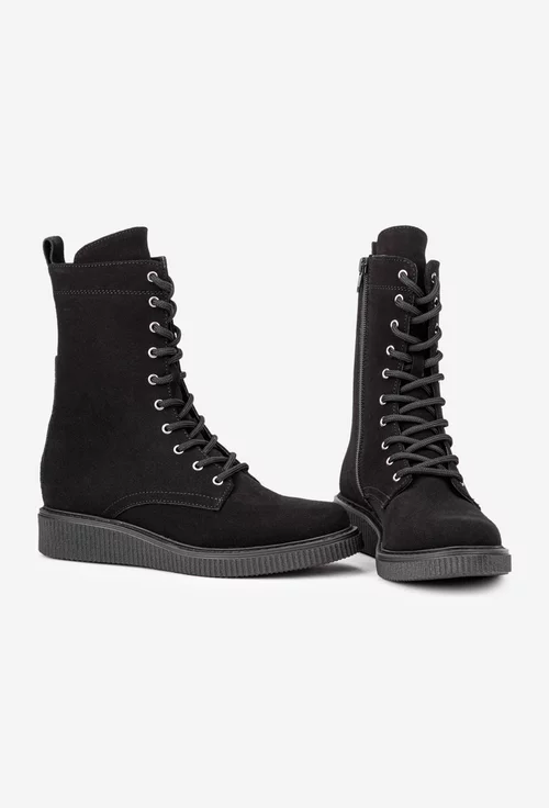 Ghete dama negre din piele intoarsa