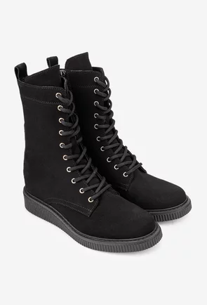 Ghete dama negre din piele intoarsa