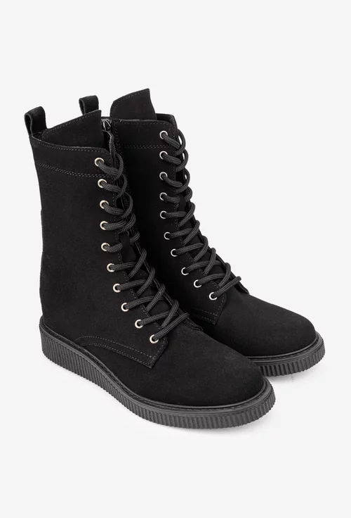 Ghete dama negre din piele intoarsa