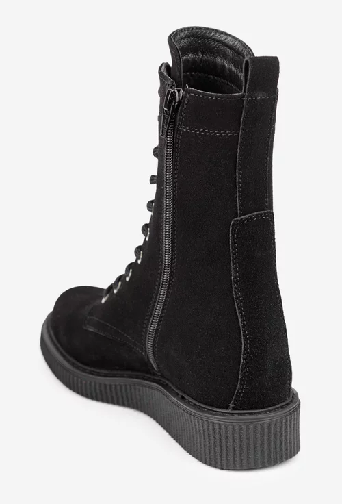 Ghete dama negre din piele intoarsa