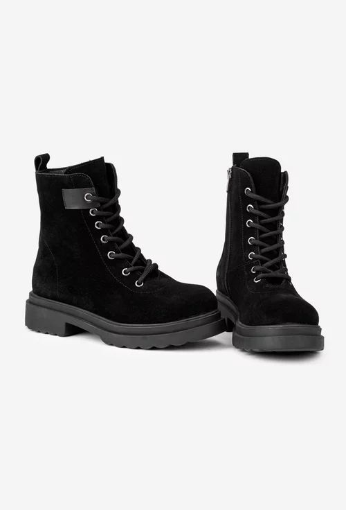 Ghete dama negre din piele intoarsa