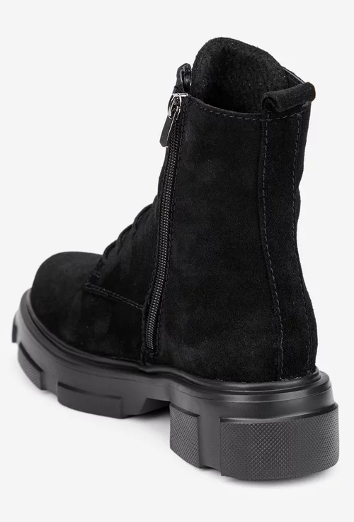 Ghete dama negre din piele intoarsa