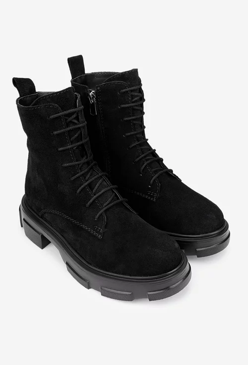 Ghete dama negre din piele intoarsa