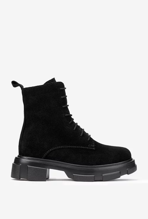 Ghete dama negre din piele intoarsa