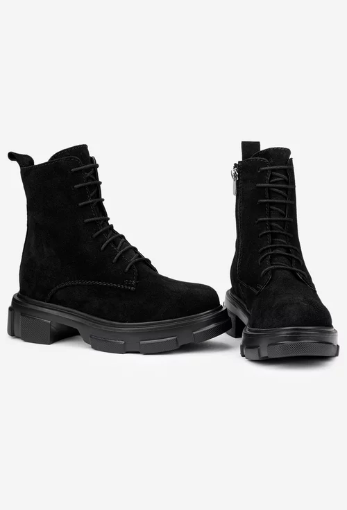 Ghete dama negre din piele intoarsa