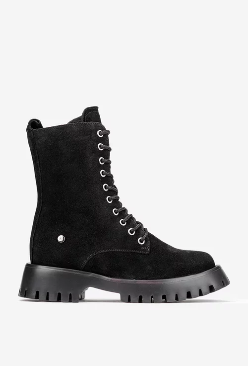 Ghete dama negre din piele intoarsa