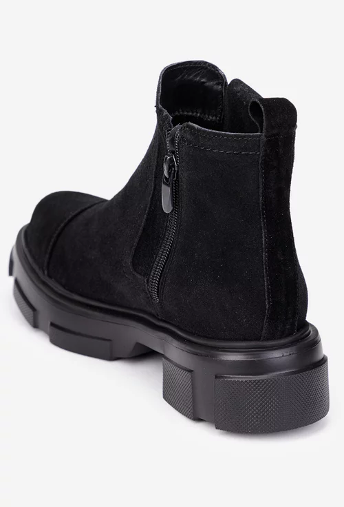 Ghete dama negre din piele intoarsa