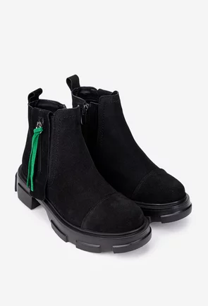 Ghete dama negre din piele intoarsa