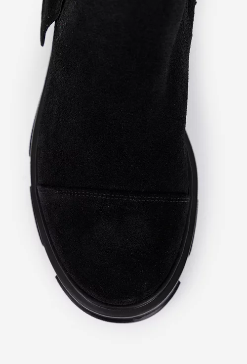 Ghete dama negre din piele intoarsa