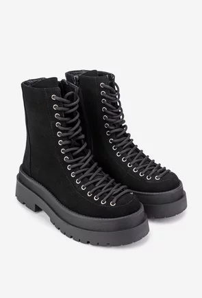 Ghete dama negre din piele intoarsa