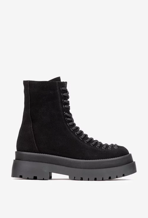 Ghete dama negre din piele intoarsa