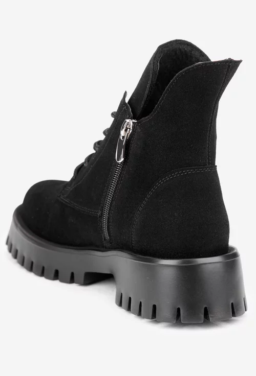 Ghete dama negre din piele intoarsa