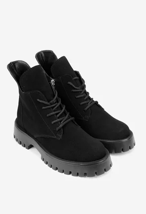 Ghete dama negre din piele intoarsa