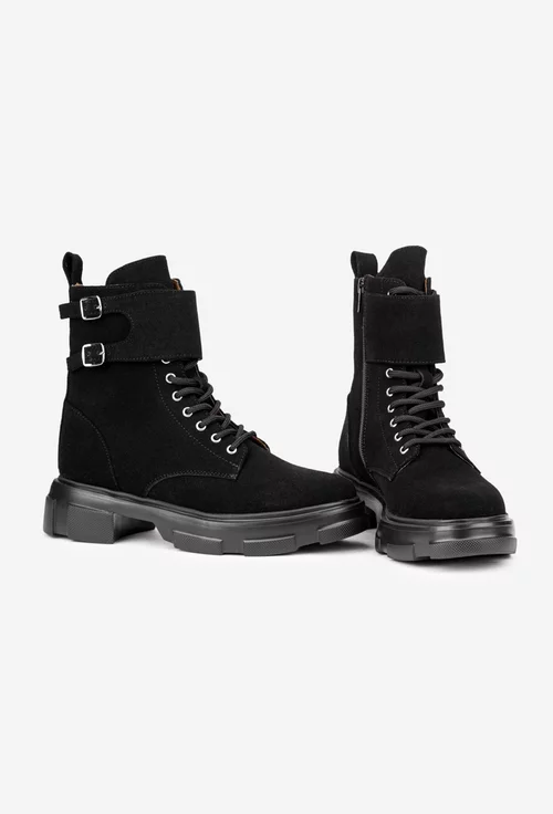 Ghete dama negre din piele intoarsa