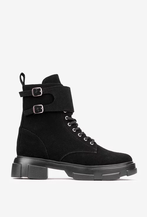 Ghete dama negre din piele intoarsa