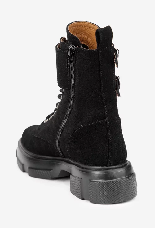 Ghete dama negre din piele intoarsa