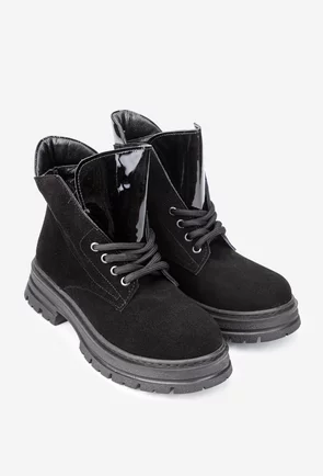 Ghete dama negre din piele intoarsa