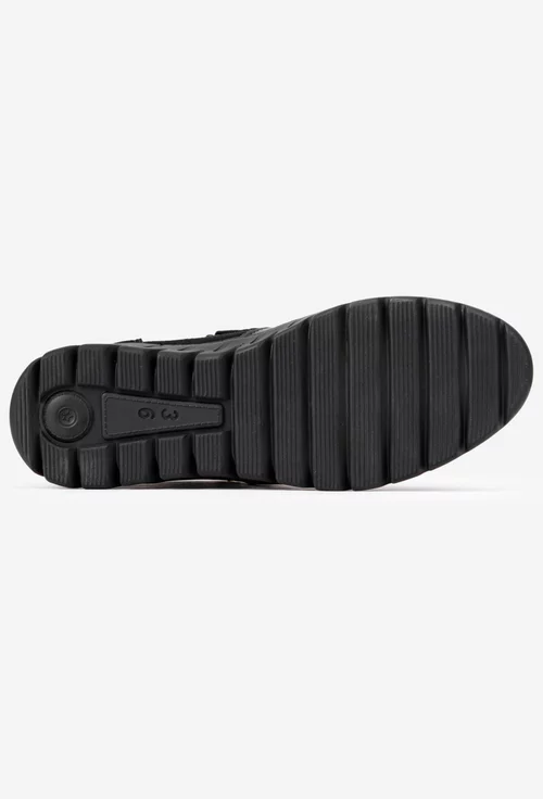 Ghete dama negre din piele intoarsa cu doua fermoare