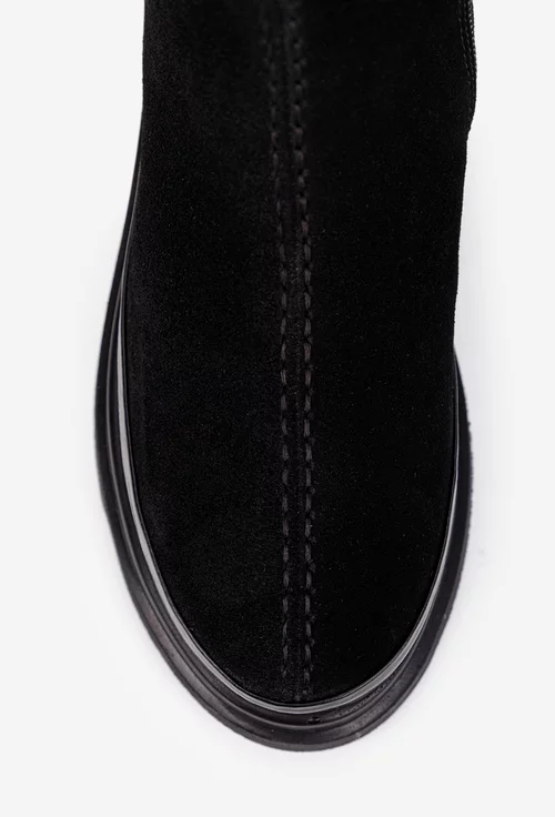 Ghete dama negre din piele intoarsa cu fermoar picture - 6