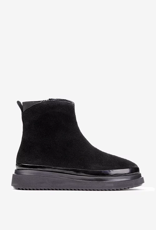 Ghete dama negre din piele intoarsa cu fermoar picture - 2