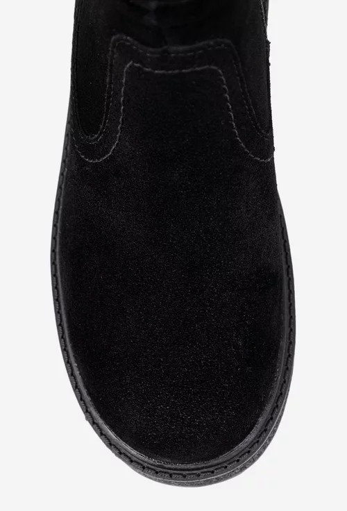 Ghete dama negre din piele intoarsa cu fermoar