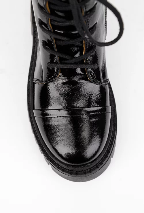 Ghete dama negre din piele lacuita