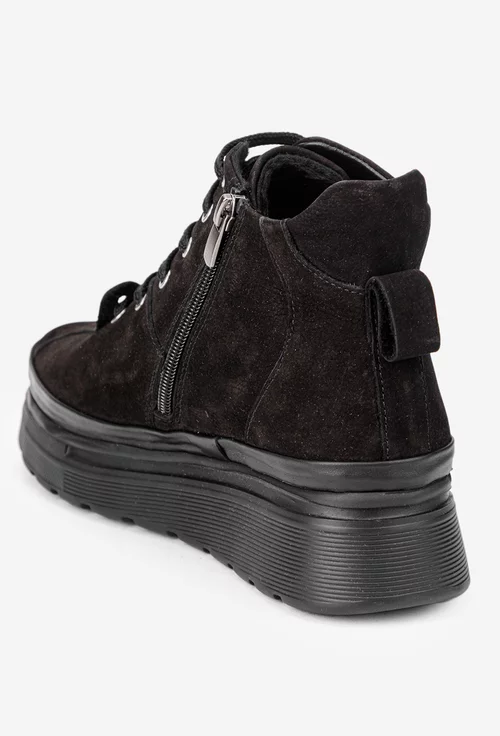 Ghete dama negre din piele nabuc