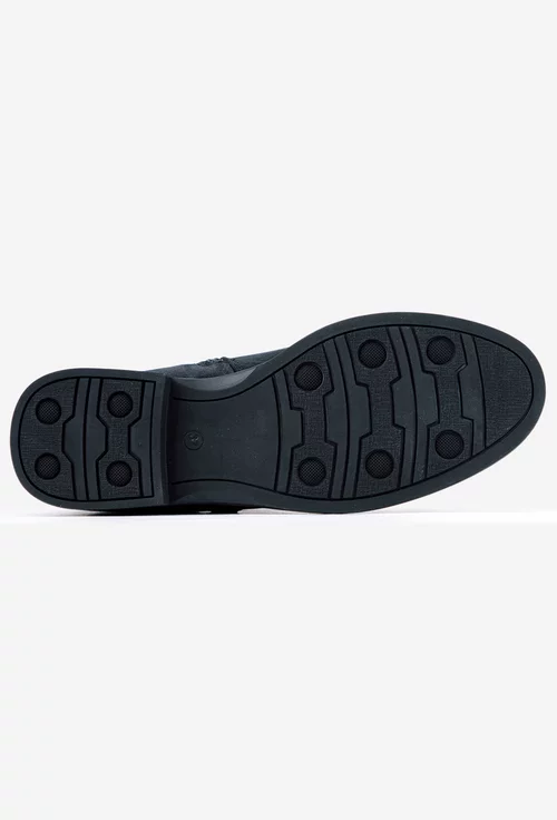 Ghete dama negre din piele nabuc cu doua fermoare