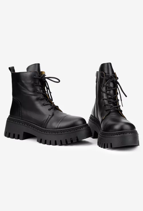 Ghete dama negre din piele naturala