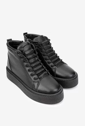 Ghete dama negre din piele naturala