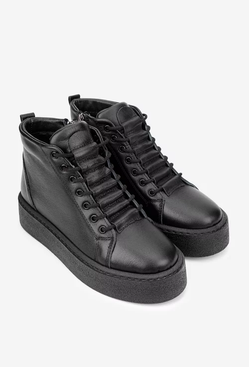 Ghete dama negre din piele naturala