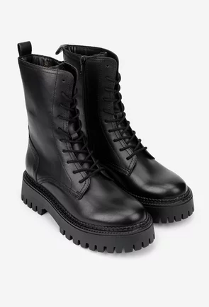 Ghete dama negre din piele naturala