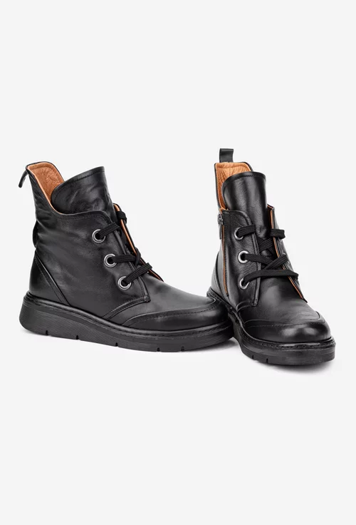 Ghete dama negre din piele naturala