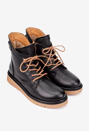 Ghete dama negre din piele naturala