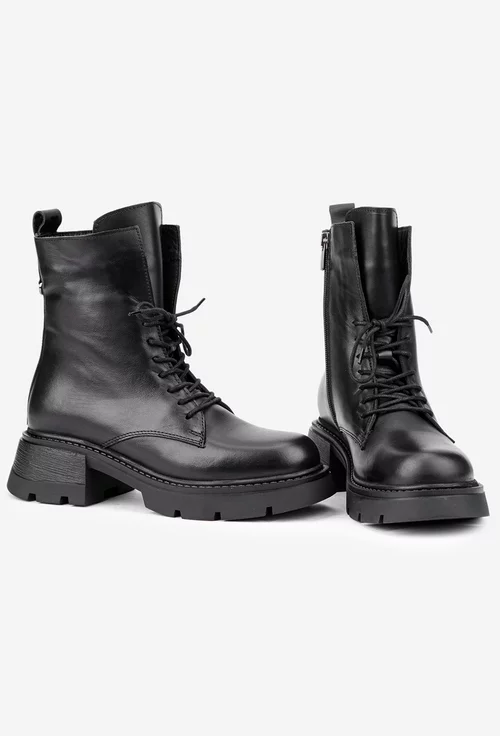 Ghete dama negre din piele naturala