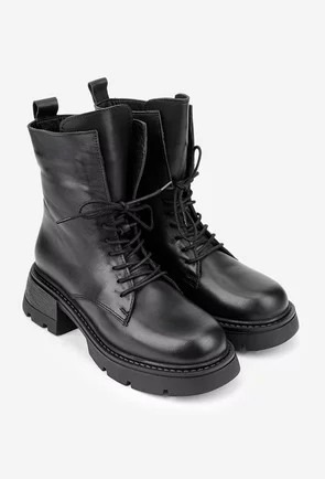 Ghete dama negre din piele naturala