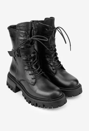 Ghete dama negre din piele naturala