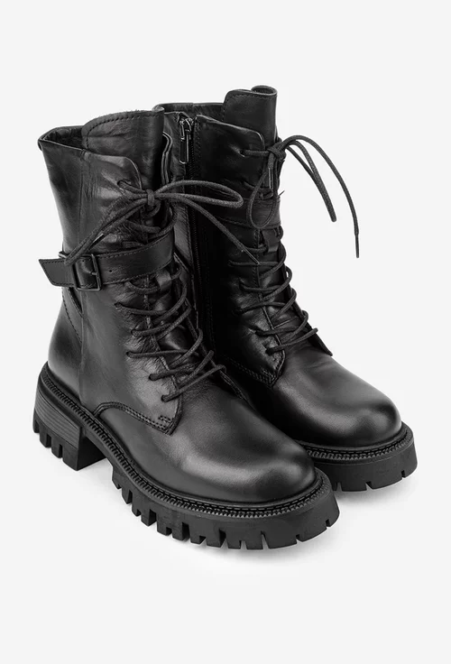 Ghete dama negre din piele naturala