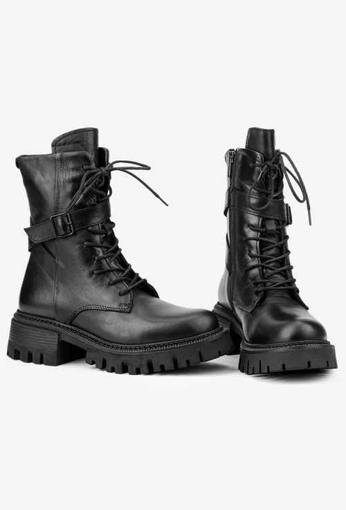 Ghete dama negre din piele naturala