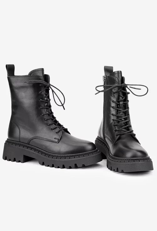 Ghete dama negre din piele naturala