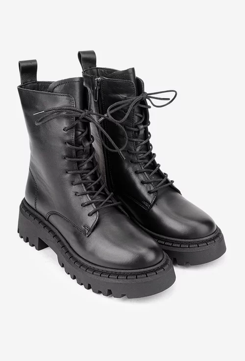 Ghete dama negre din piele naturala