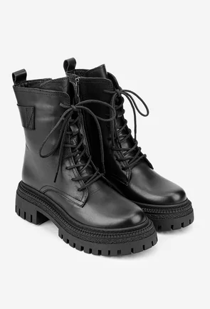 Ghete dama negre din piele naturala